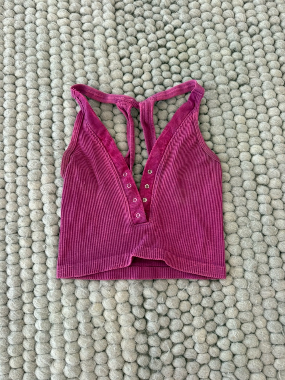 FP Movememt Women’s Fuchsia Ribbed Snap-Front Tank Top